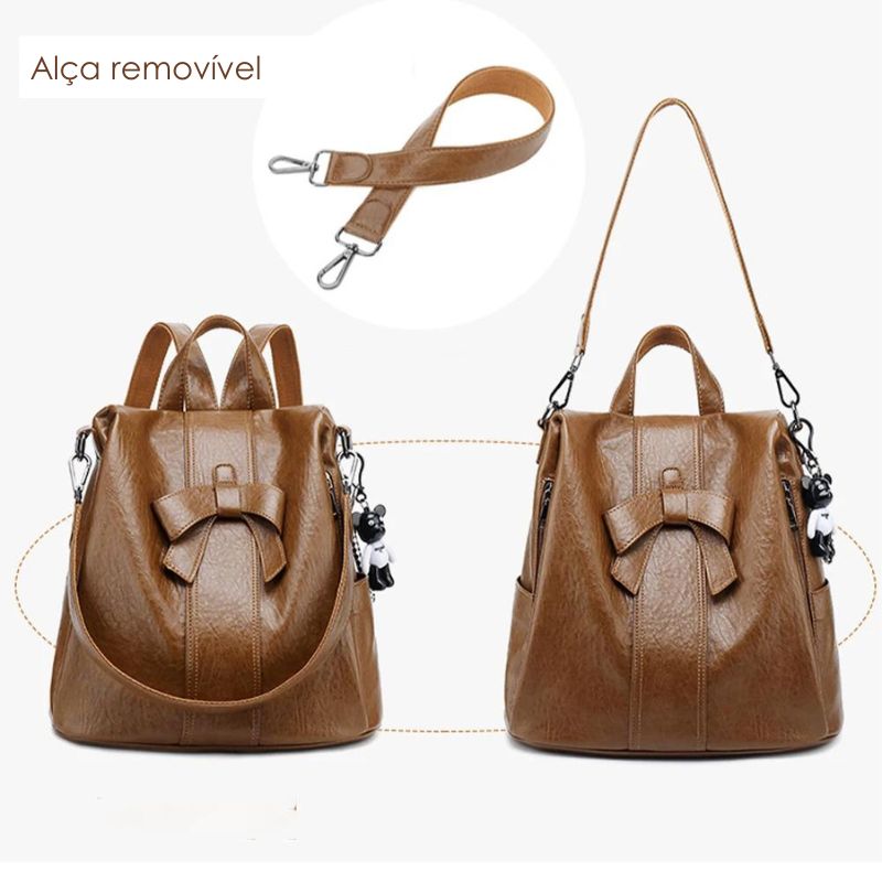 Mochila Feminina de Couro Anti-Furto - Ties 3