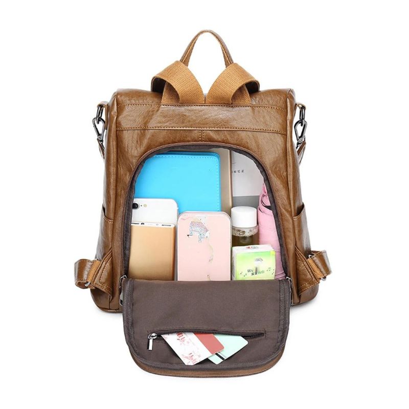 Mochila Feminina de Couro Anti-Furto - Ties 4