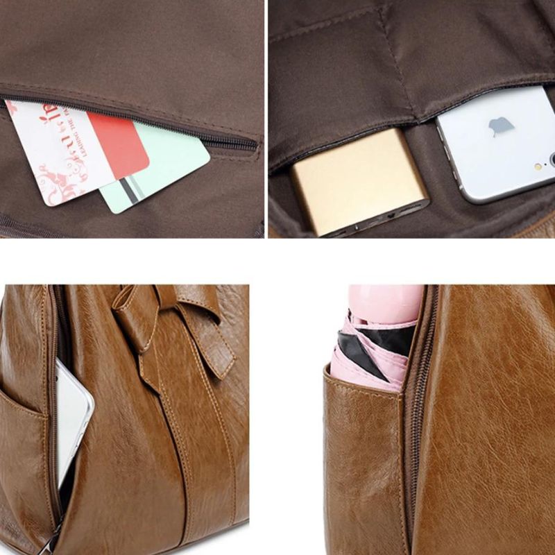 Mochila Feminina de Couro Anti-Furto - Ties